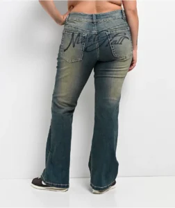Ninth Hall Alyssia Nailheads Blue Wash Bootcut Jeans 404975 alt1 US